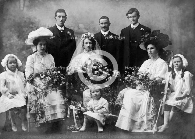Studio portrait of a unknown wedding party, 1921. Creator: Unknown.