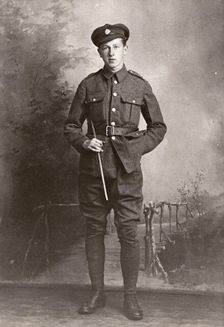 Studio shot of enlisted Rowntree employee in uniform, 1916