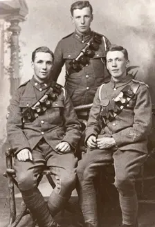 Studio shot of the Walford brothers (Rowntree employees) in army uniform, 1916