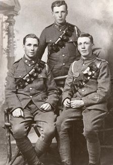 Studio shot of the Walford brothers (Rowntree employees) in army uniform, 1916