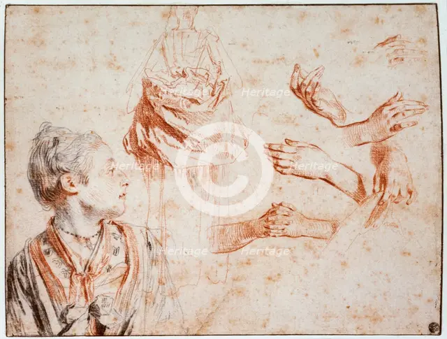 'Study', 1716-1718. Artist: Jean-Antoine Watteau