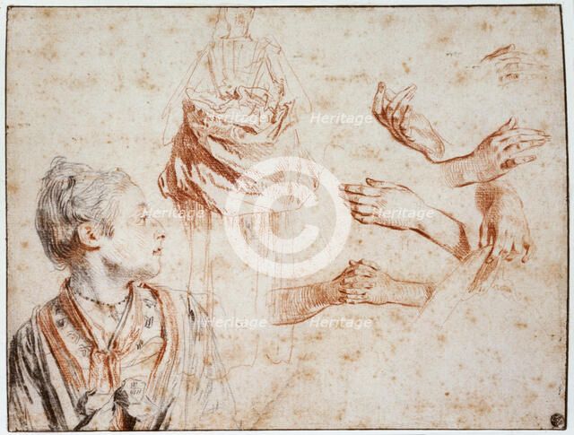 'Study', 1716-1718. Artist: Jean-Antoine Watteau