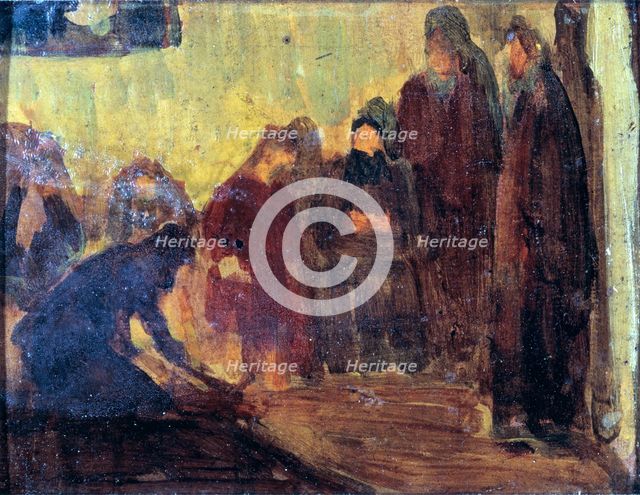 Study, Christ Washing the Feet of the Disciples, ca. 1905. Creator: Henry Ossawa Tanner.