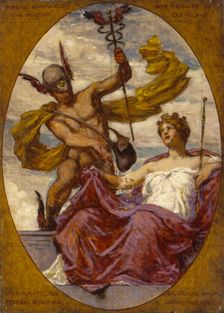 Study for Mural at U.S. Custom House, Cleveland, OH, "Passing Commerce Pays Tribute to the...", 1909 Creator: Kenyon Cox