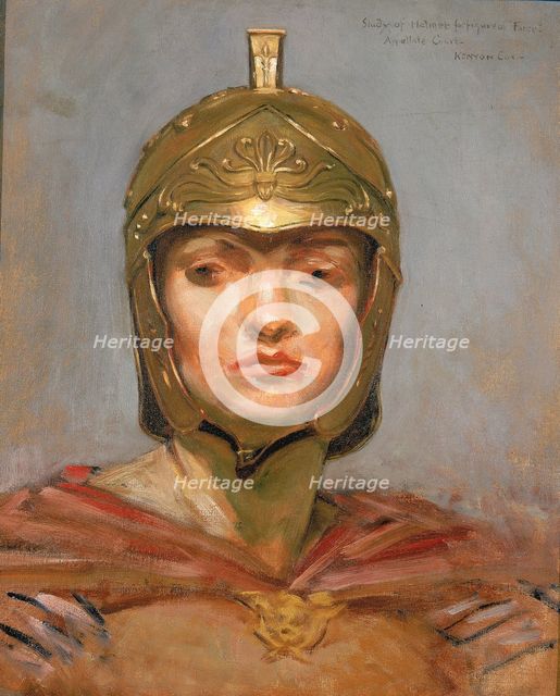 Study for Mural for Appellate Court Building, New York; "Statute Law", Helmet for Figure of "Force", Creator: Kenyon Cox.