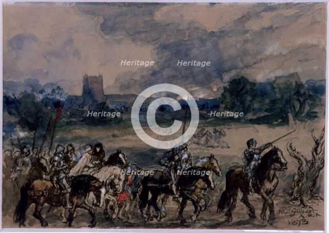 'Study for Margaret of Anjou taken Prisoner after the Battle of Tewkesbury', 1873. Artist: Sir John Gilbert