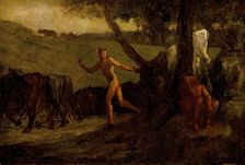 Study for Mercury Leading the Cows of Argus to Water between 1846 and 1848. Creator: Jean Francois Millet