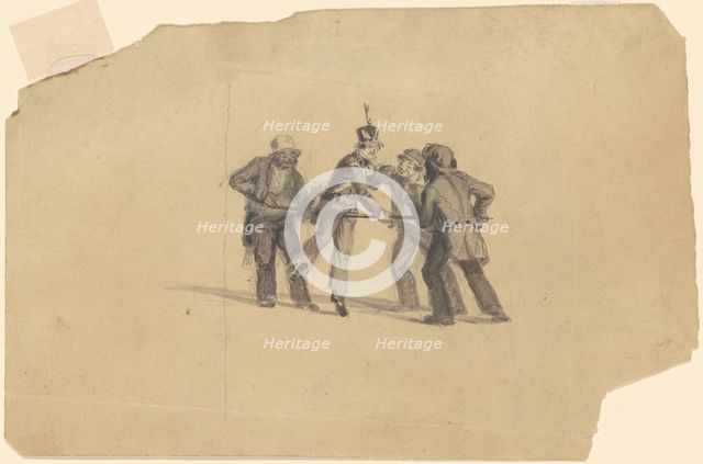 Study for "Militia Training" [recto], c. 1841. Creator: James Goodwyn Clonney.