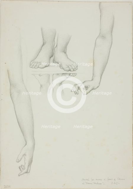 Study for Mirror of Venus: Arms and Feet of Venus, c. 1873-77. Creator: Sir Edward Coley Burne-Jones.