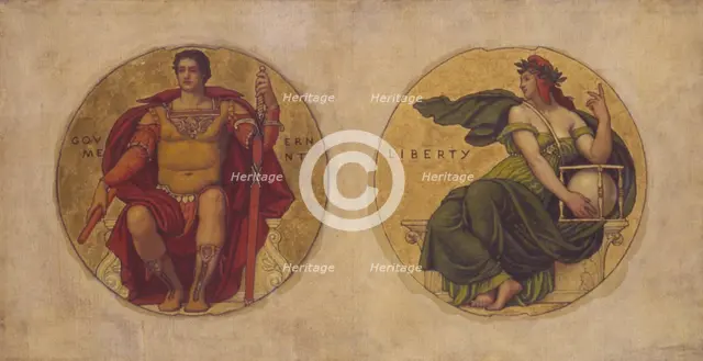 Study for mosaic in the Wisconsin State Capital "Government and Liberty", ca. 1912. Creator: Kenyon Cox.