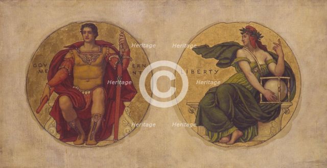 Study for mosaic in the Wisconsin State Capital "Government and Liberty", ca. 1912. Creator: Kenyon Cox.