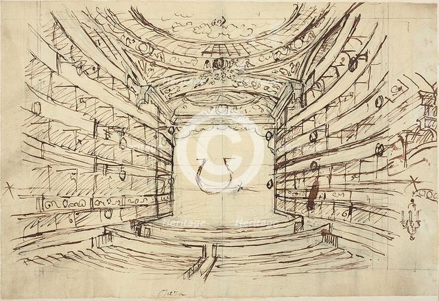 Study for Opera House, from Microcosm of London, c. 1808. Creator: Augustus Charles Pugin.