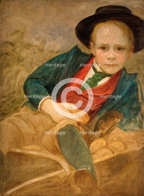 Study For A Boy Sitting On A Wheelbarrow, 1890. Creator: Louisa Starr.