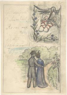Study for a Birth Announcement, 19th century. Creator: Anon