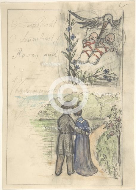Study for a Birth Announcement, 19th century. Creator: Anon.