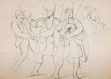 Study for a Group of Recruiting Soldiers in "A Scotch Fair", c1840s. Creator: John Phillip
