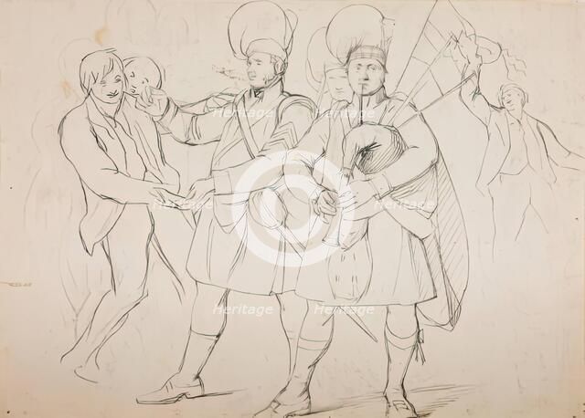 Study for a Group of Recruiting Soldiers in "A Scotch Fair", c1840s. Creator: John Phillip.