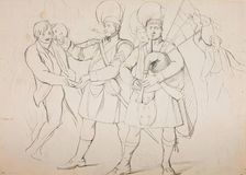 Study for a Group of Recruiting Soldiers in "A Scotch Fair", c1840s. Creator: John Phillip