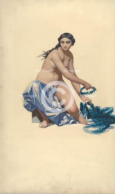 Study for a figure of Fame, from the Hémicycle des Beaux-Arts, École des Beaux-Arts, ca. 1837-41. Creator: Paul Delaroche.