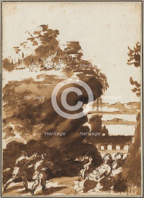 Study for a Landscape with the Sermon on the Mount, between 1656 and 1679. Creator: Guillaume Courtois.