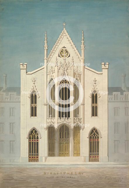 Study for a Library (front elevation), 1838. Creator: Alexander Jackson Davis.