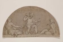 Study for a Lunette with Three Youths Holding Rings, between late 16th and early 17th century. Creator: Unknown