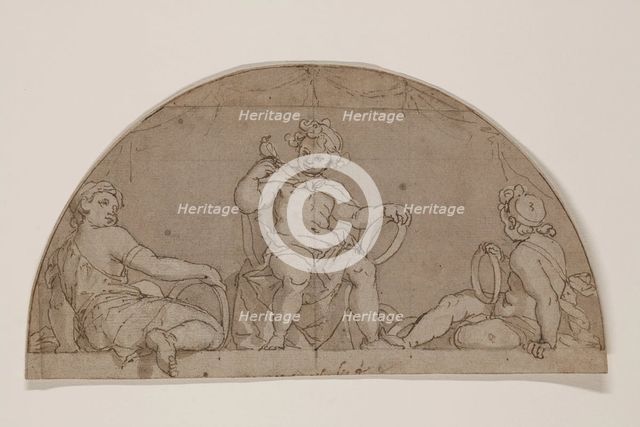 Study for a Lunette with Three Youths Holding Rings, between late 16th and early 17th century. Creator: Unknown.
