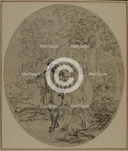 Study for a second edition, never published, of Colle's "La Partie de Chasse de Hen..., before 1766. Creator: Hubert Francois Gravelot.