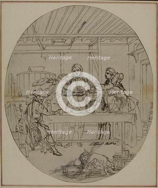 Study for a second edition, never published, of Colle's "La Partie de Chasse de Hen..., before 1766. Creator: Hubert Francois Gravelot.