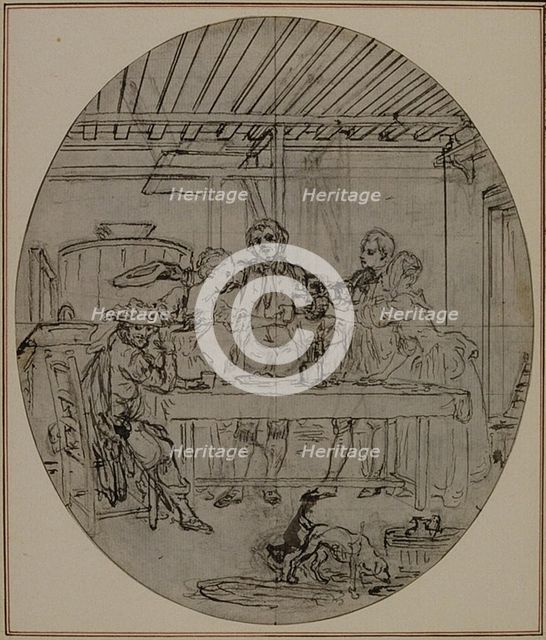 Study for a second edition, never published, of Colle's "La Partie de Chasse de Hen..., before 1766. Creator: Hubert Francois Gravelot.