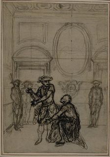 Study for a second edition, never published, of Colle's "La Partie de Chasse de Hen..., before 1766. Creator: Hubert Francois Gravelot