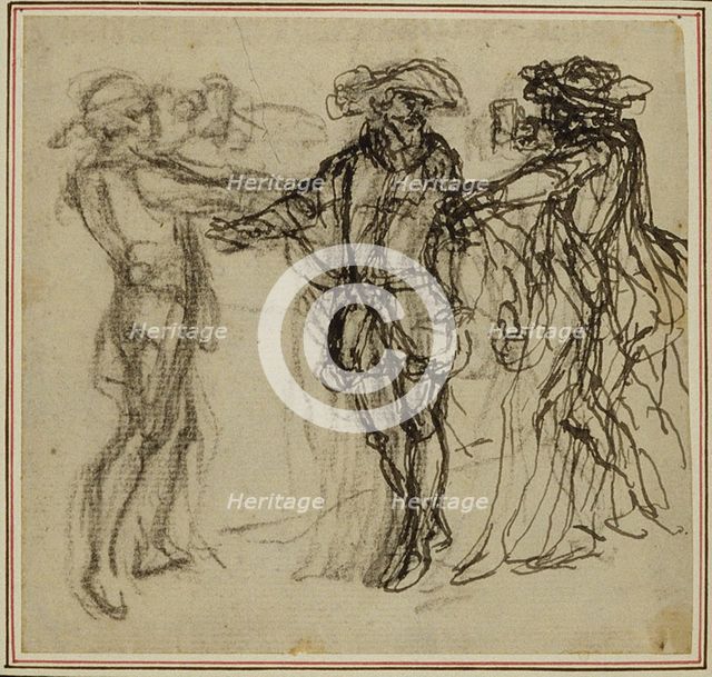 Study for a second edition, never published, of Colle's "La Partie de Chasse de Hen..., before 1766. Creator: Hubert Francois Gravelot.