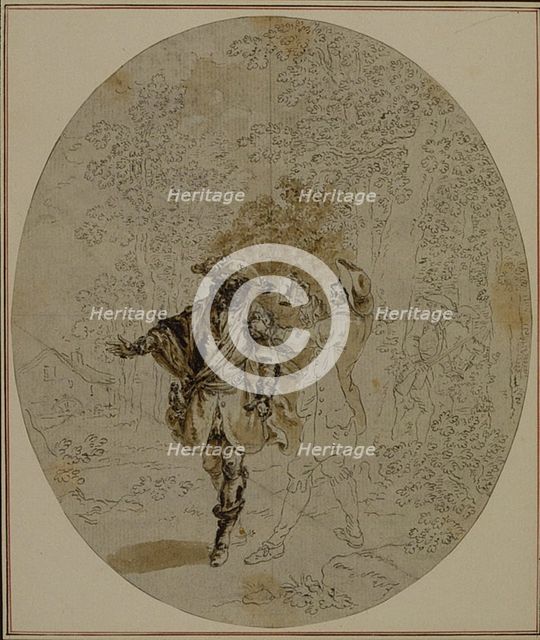 Study for a second edition, never published, of Colle's "La Partie de Chasse de Hen..., before 1766. Creator: Hubert Francois Gravelot.