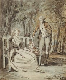 Study for a Portrait: A Lady and a Gentleman in a Park, ca. 1780. Creator: Unknown
