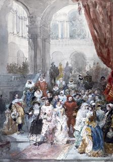 Study for a Painting of a Costume Ball Given by the Princess of Sagan, 1883. Creator: Eugene Louis Lami