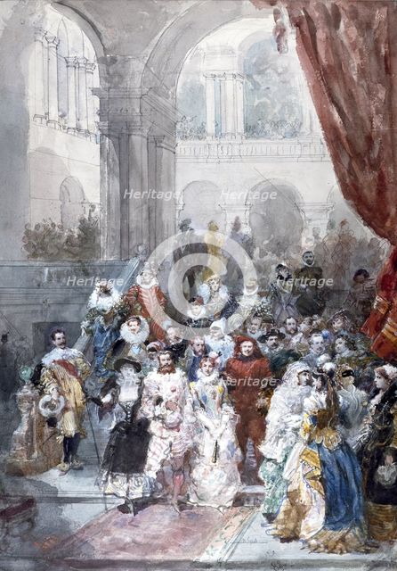 Study for a Painting of a Costume Ball Given by the Princess of Sagan, 1883. Creator: Eugene Louis Lami.