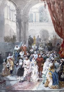 Study for a Painting of a Costume Ball Given by the Princess of Sagan, 1883. Creator: Eugene Louis Lami
