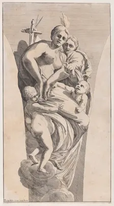 Study for a pendentive depicting Justice and Charity, 1630-50. Creator: Giovanni Cesare Testa