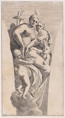 Study for a pendentive depicting Justice and Charity, 1630-50. Creator: Giovanni Cesare Testa