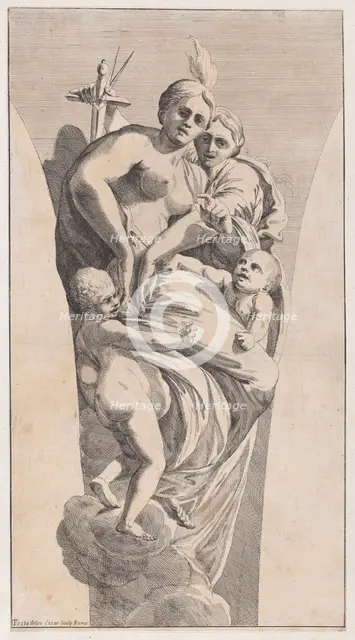 Study for a pendentive depicting Justice and Charity, 1630-50. Creator: Giovanni Cesare Testa.
