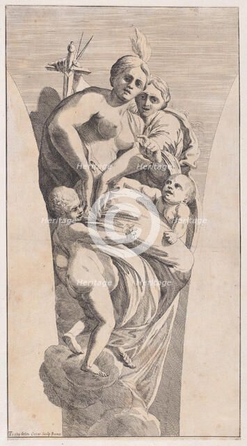 Study for a pendentive depicting Justice and Charity, 1630-50. Creator: Giovanni Cesare Testa.
