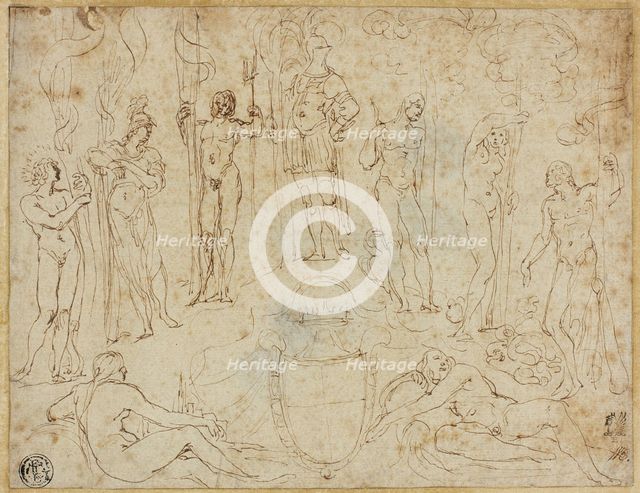 Study for a Thesis Conclusion Presented to the Duke of Mantua, 1616/19. Creator: Lodovico Carracci.