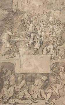 Study for a Title-Page: Allegory of Commerce and a Debtor's Prison (?), n.d.. Creator: Attributed to Romeyn de Hooghe