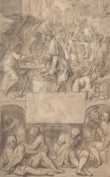 Study for a Title-Page: Allegory of Commerce and a Debtor's Prison (?), n.d.. Creator: Attributed to Romeyn de Hooghe