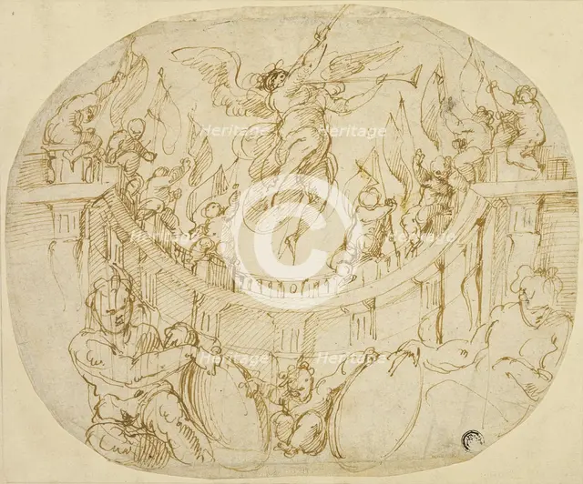 Study for Allegory of Two Quartieri of Florence, 1563/65. Creator: Giorgio Vasari.