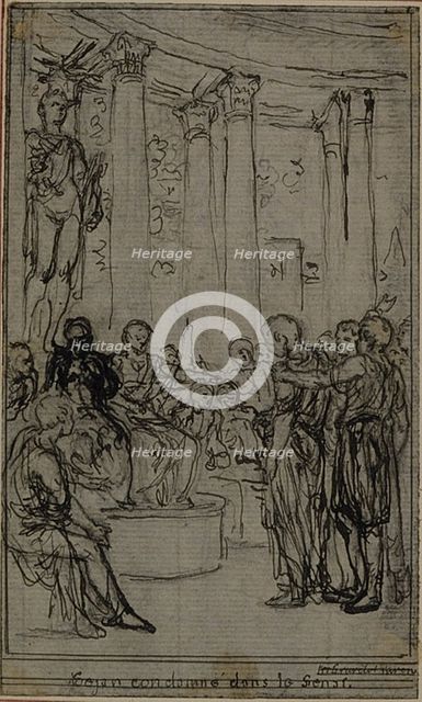 Study for an illustration in Tacitus "Tibère, ou Les Six Premiers Livres des Annales"..., c. 1768. Creator: Hubert Francois Gravelot.