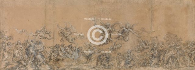 Study for Angels Sealing the Foreheads of the Children of Israel in Saint Peter's Basilica, 1652. Creator: Pietro da Cortona.