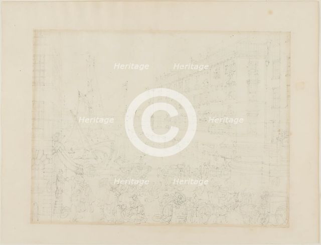 Study for Billingsgate Market, from Microcosm of London, c. 1808. Creator: Augustus Charles Pugin.