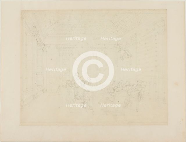 Study for Board Room of the Admiralty, from Microcosm of London, c. 1808. Creator: Augustus Charles Pugin.