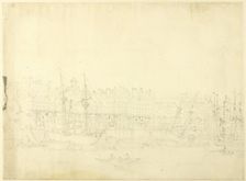 Study for Custom House, from the River Thames, from Microcosm of London, c. 1808. Creator: Augustus Charles Pugin